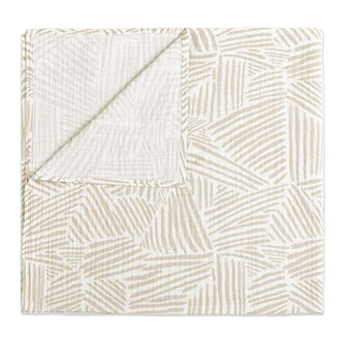Image of Babyletto 100% Organic Cotton Swaddle, GOTS-Certified, Ultra-Soft and Breathable Muslin - Oat Stripe
