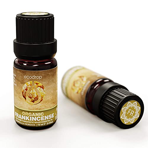 Frankincense Oil, Cosmos Certified Organic, 100% Pure, Best Therapeutic Grade for Aromatherapy, Massage, Diffusers & Bath - 10ml (Boswellia Serrata)