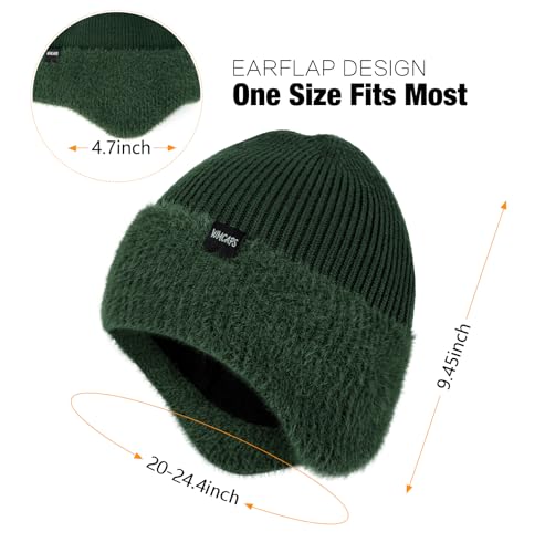 Image of Wmcaps Winter Fleece Line Beanie with Earflap for Men Women, Outdoor Warm Thermal Knitted Hat Stocking Caps