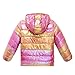 Lovekider Metallic Pink Puffer Jacket for Girls Size 8 9 Down-alternative Coat with Pockets Packable Warm Hooded Outerwear Fashion Holographic Jacket for Kids School Sports