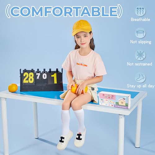 Comfoex Girls Knee High Socks Kids School Uniform Seamless Long Cotton Socks For Girls 4-11 Years Old 3 Pairs3