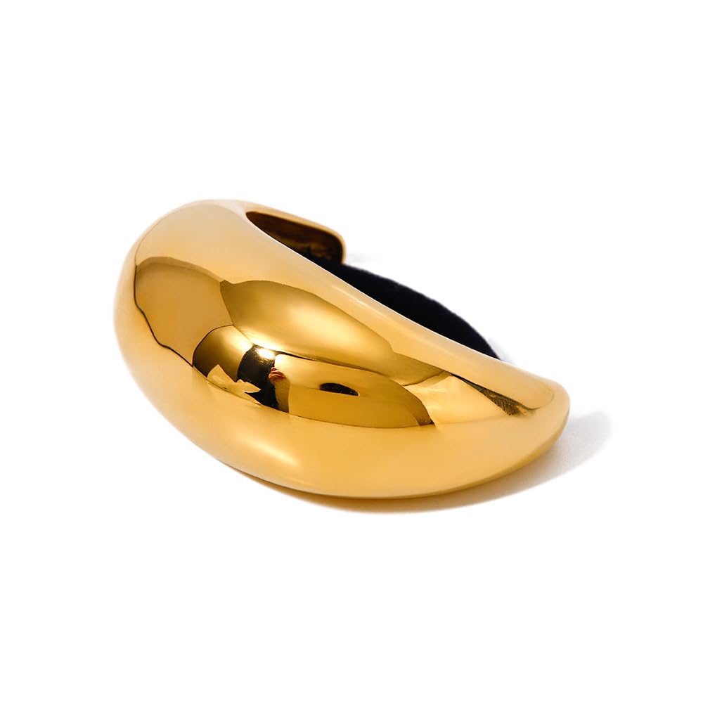 Lazos para el pelo de acero inoxidable, oro de 18 quilates, gruesos, coletas para mujer, brillantes soportes elásticos para coleta, accesorios geométricos dorados y plateados (tamaño grande dorado)