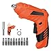 Flintronic Avvitatore Elettrico, 3.5 Nm Cacciavite Elettrico, Luce a LED come Torcia, Chiave a Cricchetto, Caricatore Cavo USB, 10 Accessori (1300mAh Li-ion 3.6V-Arancia)