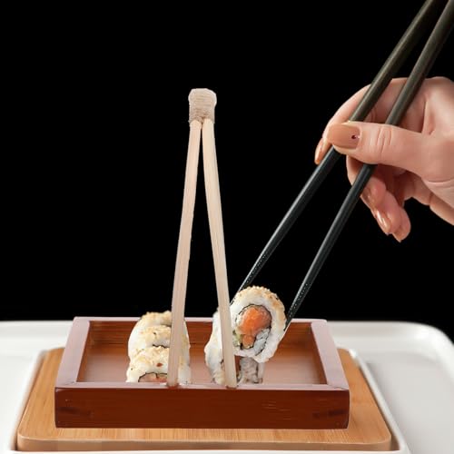 Plato cuadrado de sushi YARNOW de madera con asa miniatura 4
