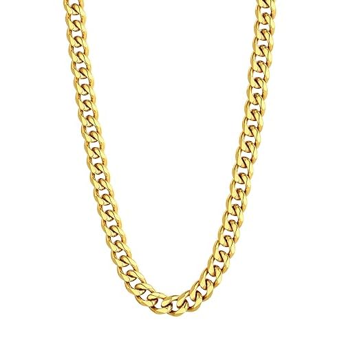U7 Cuban Link Chain Necklace, Stainless Steel/Black/Gold Plated Chunky Curb Chain Necklace for Men Women, 14-30 Inches, 3/6/9/12 mm Width 24 Inches g.