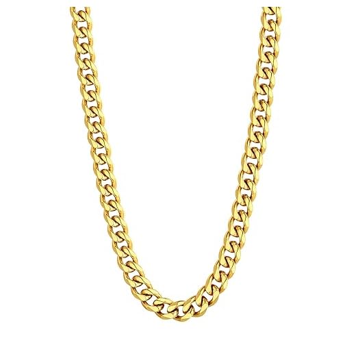 U7 mens, womens,boys, girls Curb Chain Necklace 18K Gold Plated Stainless Steel 9mm Wide Chunky Hip Hop Jewelry Strong Cuban Link Chain 18