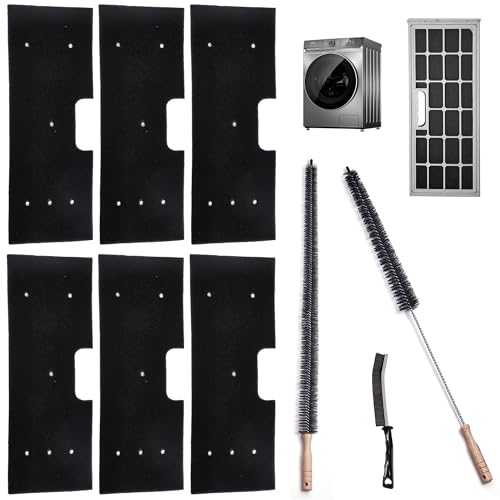 6 Pcs WH01X35719 Lint Filter replacement with Dryer Vent Brush for GE Profile Washer Dryer Combo GE Washer Dryer Foam Filter Washable and Reusable for Models: PFQ97HSPVDS