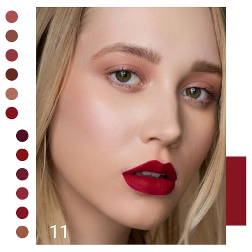 Image of evpct 1Pcs Sexy Red Matte Liquid Lipstick Lip Gloss Glossy Set for Black Women 24 Hour Silky Velvet Lipstick labiales matte larga duracion mate 24 horas originales 11#