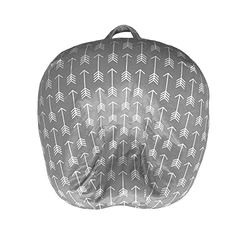 KiddyKlouds Baby Lounger Cover | Newborn Lounger Removable Cover for Boys Girls Neutral | Highly Water Resistant Minky Fabric (LL 01 - Grey Arrow)