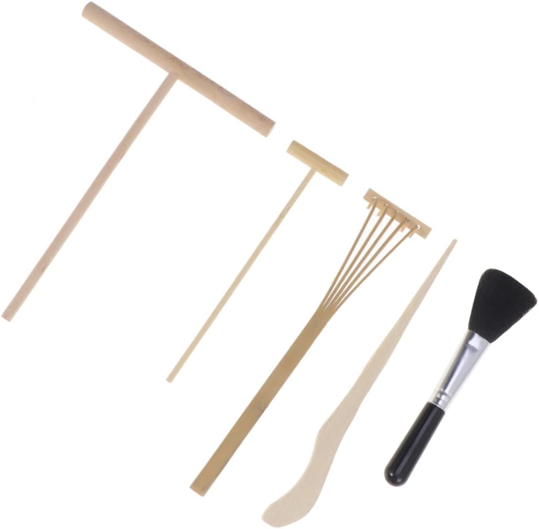 5Pc Japanese Style Tooth Rake Set for Zen Garden Sand Drawing