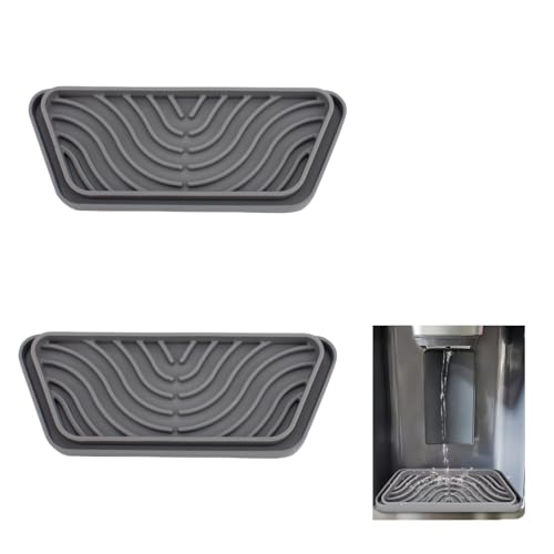 2 Pack Refrigerator Drip Tray Cuttable Protector Fridge Drip Tray Silicone Spills Water Drip Tray Water Dispenser Pan Drip Tray GE Samsung Rectangular Grey