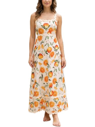 Image of Women's Classy Sleeveless Lemon Print Maxi RIC Rac Dress