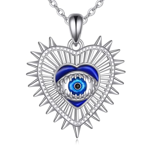 Collier mauvais œil bleu pendentif œil turc argent sterling femme
