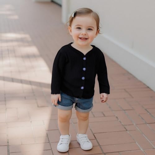 Newborn Baby Girl Ribbed Cardigan Button Up Long Sleeve Knit Jacket Toddler Girl Sweater Cardigan Fall Clothes2