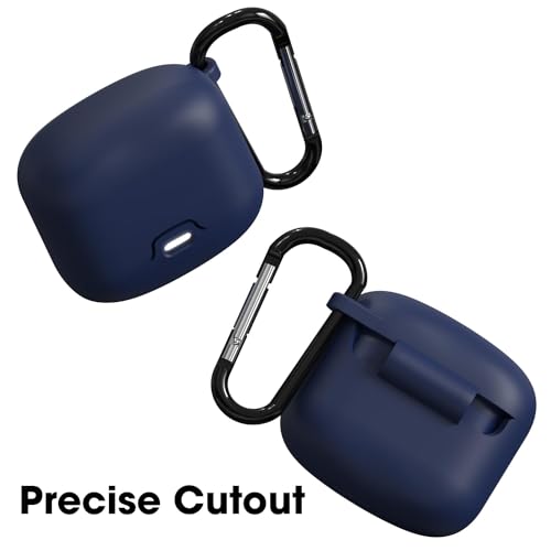 Image of Sounce Earphone Case Cover Compatible for Boult Audio Z40, Soft Silicone Skin Case Cover Shock-Absorbing Protective Case with Keychain [Front LED Visible] (Blue)