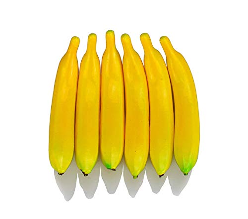 Image of Ulalaza 6Pcs Fake Banana Artificial Fruits Model Lifelike Simulation Yellow Bananas for Decoration Arrangements