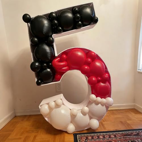 Image of Red and Black Balloons, 60Pcs Red Black and White Balloons | 12in Latex Balloon for Birthday, Wedding, Graduation Party Decorations