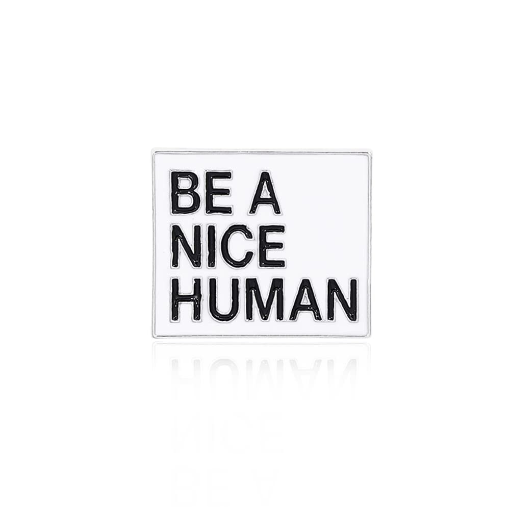 Letter "Nice Human" Brooch Pin Corsage, Sweater Dress Shawl Creative Jewelry Accessory Decor for Wedding Birthday Party Christmas Gift