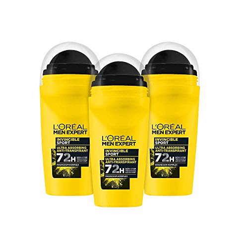 L'Oréal Men Expert Desodorante Invincible Sport para hombre, 6 unidades, protección duradera en seco, sin alcohol, aroma a madera (6 x 50 ml)