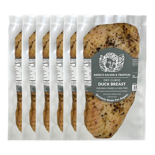 Angel's Salumi Dry-Cured Duck Breast "Prosciutto" – 10.5-12oz Gourmet Artisanal Charcuterie – Humanely Raised, Antibiotic & Hormone-Free, Vegetarian Fed, Phosphate-Free (10.5-12oz (Pack of 6))