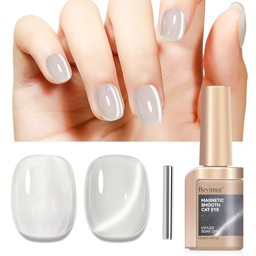 Clear Cat Eye Gel Polish, Silver Translucent Magentic Nail Polish
