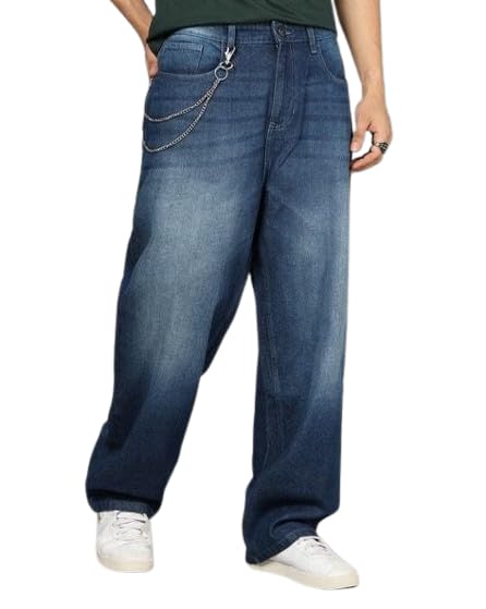 Image of M Q Denim Men's Straight Fit Jeans | Mid Wash Whisker Spray | Comfortable Cotton Denim for Daily & Casual Wear