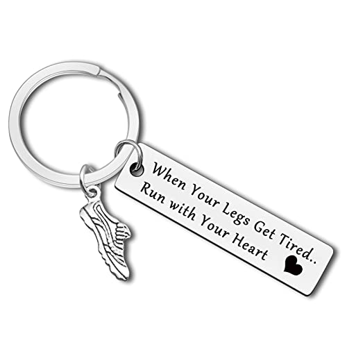Runners Gifts Marathon Runner Keychain Inspirational Gift for Fitness Gym Men Women Runner Training Gift Exercise Keyring Running Lovers Gifts Birthday Christmas Encouragement Present for Daughter Son