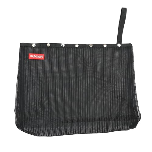 Image of Jumbo 7 Snaps Mesh Travel Knitting Bag with Snap Opening, Lightweight Nylon Storage Pouch for Yarns, Needles and Accessories (Black)