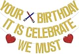 Your Birthday It Is Celebrate We Must Banner, Funny Birthday Decorations, It's Giving Birth-day Party Decor Sign, Go Shawty It's Your Bday Party Supplies Gold & Red Double-Sided