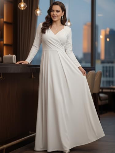 Image of KOH KOH Womens Long Sleeve Empire Cocktail Elegant Evening Versatile Maxi Dress