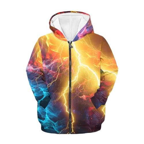 HUIACONG Lightning Fire Zip Up Hoodie for Teen Boys14-16 Full Zipper Sweatshirt for Kids Long Sleeve Shirts Novelty Jacket Hoodies Pullover Sweate Hooded Top3
