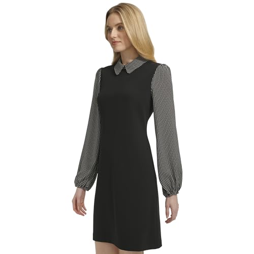 Image of Tommy Hilfiger Women's Long Sleeve Collared Peter Pan Shift Mini Dress
