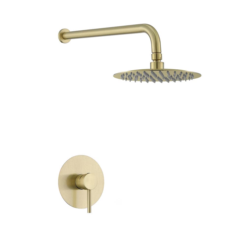 Mitigeur de douche or brossé 10 po avec douchette à main ronde