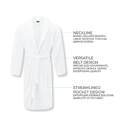 100% Cotton Terry Bathrobe and Slipper Set |Spa Robe,Pool,Soft,Lightweight,Absorbent,Unisex Bathrobes for Men and Women (Small-Medium, White)2