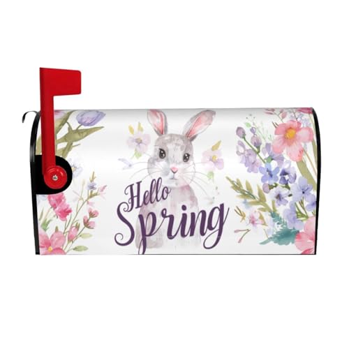 Image of Dujiea Easter Bunny Mailbox Wrap - Waterproof Magnetic Post Box Cover, Large Size 25.5 inch L x 21 inch W - Garden Yard Home Decor