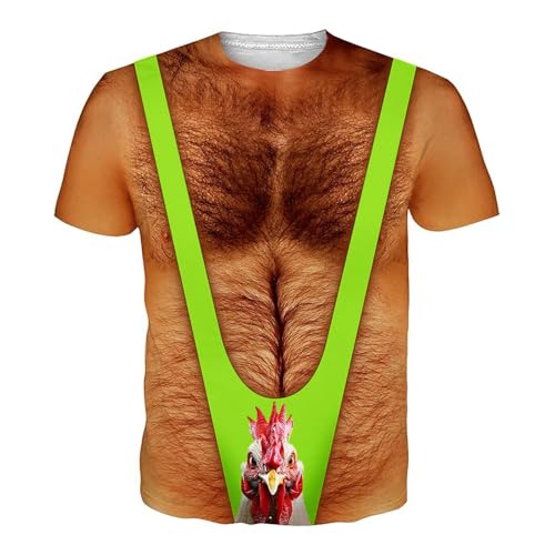Lustige Tshirts Männer Brusthaartoupet Herren Muskelshirts Lustige Sixpack T Shirts Hässliches Muskel Shirt Oversized Lustig Tshirt 3D Druck Coole T-Shirt