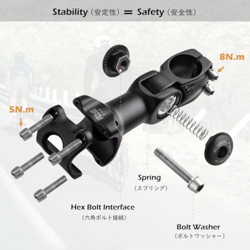 Image of TRIWONDER Stem 25.4 31.8 90mm 110mm 130mm 60 Degree Adjustable Bike Stem Mountain Bike Stem Short Handlebar Stem Riser for Bicycle, Road Bike, MTB, BMX, Cycling