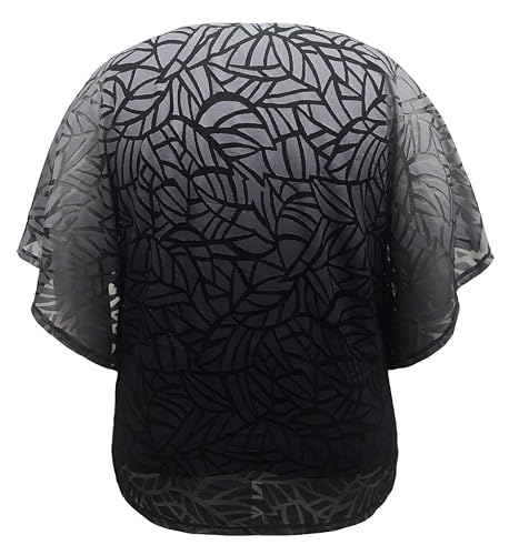 Image of LEEBE Women and Plus Size Double-Layered Burnout Poncho Blouse Top (S-5X)