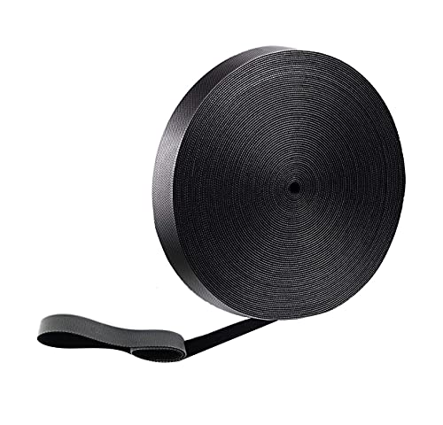 Abbaoww Reusable Fastening Tape Cable Ties 3/4 Inch 30 Yard Double Side Hook Loop Roll for Wires Cords Management Cable Organization, Black