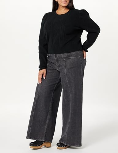 Image of The Drop Women's Gloria Puff Sleeve Cable-Knit Sweater