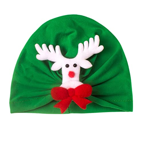Christmas Hat Toddler Infant Baby Boys Girls Santa Deer Cap Beaniess Knotted Elastics Girls Hat and (Green, One Size)