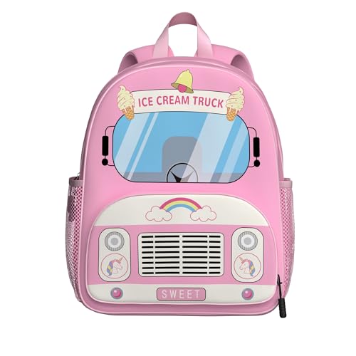Image of Ice Cream Truck Toddler Backpack for Little Kids Water Resistance Kindergarten Preschool Bags Children Schoolbag Cute 3D Animal Cartoon Backpacks Gifts for Baby Boys Girls