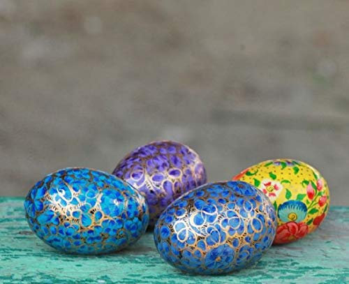 Baba Art and Crafts Wooden Easter Eggs Ornaments - Set of 10 - Multicoloured - Intricate Designs - Assorted Colors - Image 6 thumbnail