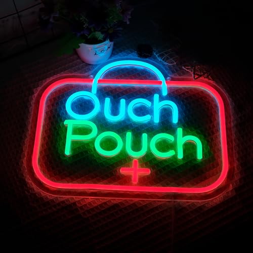 Image of Ouch Pouch Neon Light Sign for Wall Decoration Dimmable Burger LED Light Sign Open for Business Food Neon Room Decoration for Bar Party Favors USB Powered