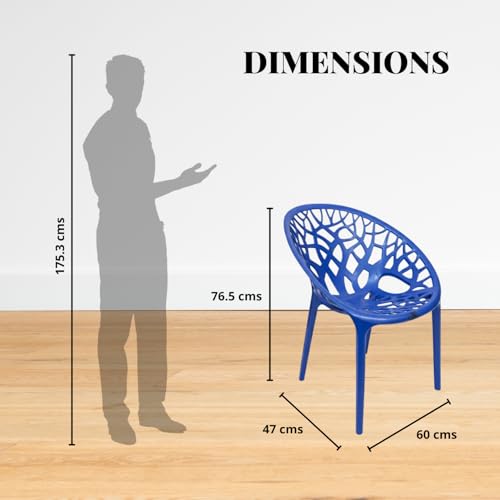 Image of activa Crystal Plastic Arm Chair | Stackable Indoor Outdoor Chair for Home, Balcony, Patio & Garden | Comfortable Designer Armrest Chair | Durable Plastic Seating Furniture (Blue, Set of 1)