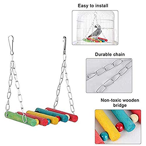 Small Bird Swing Toys, Bird Parrot Swing Chewing Toys - Hanging Bell Birds Cage Toys 8 Pcs - Image 3