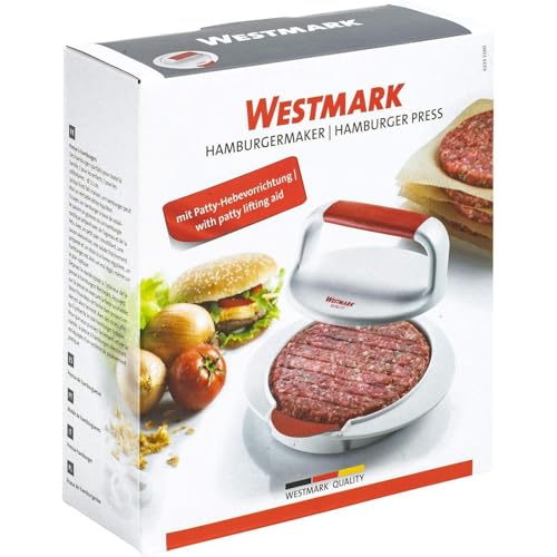 Foto von Westmark Hamburgermaker mit Patty-Hebevorrichtung, Hamburger-Presse, Innendurchmesser 11,5 cm, Kunststoff, Weiß/Rot, 62332260