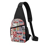 Matériau de qualité supérieure : sac de poitrine imprimé des symboles de l'Angleterre, fabriqué en matériau durable de haute qualité, confortable, respirant, pratique, adapté à la plupart des adultes.