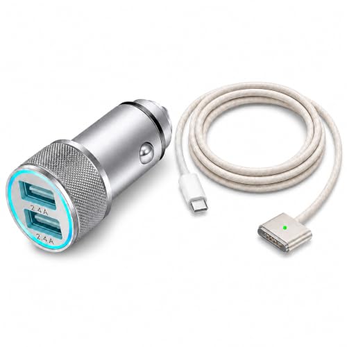 TIKALONG Car Charger Compatible with iPhone 13/12/11/XR/XS/X/Pro Max 8/7/6/6S Plus 5S/5C/SE2, iPad Air Mini Pro (2.4A Dual Port USB Car Charger Adapter with 2X 3ft Charging Cable Cord) (3in1 Pack)