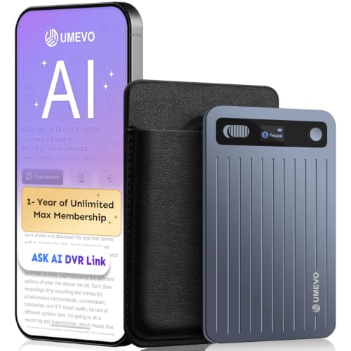 UMEVO Note Plus AI Voice Recorder : Unlimited Transcribe & Summarize AI Note Taking Device 64GB with Case App Control 140 Languages for Calls Lectures Meetings Interviews(Blue)